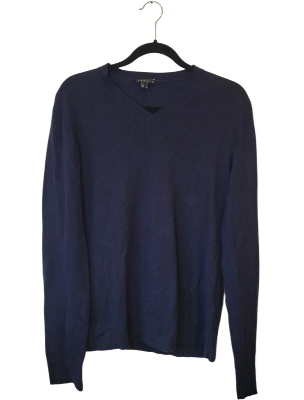 Theory Cotton/Cashmere Men's V-Neck Sweater - Navy Size M